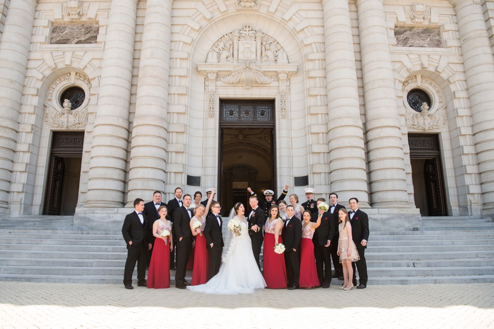 US Naval Academy Bancroft Hall wedding party photo