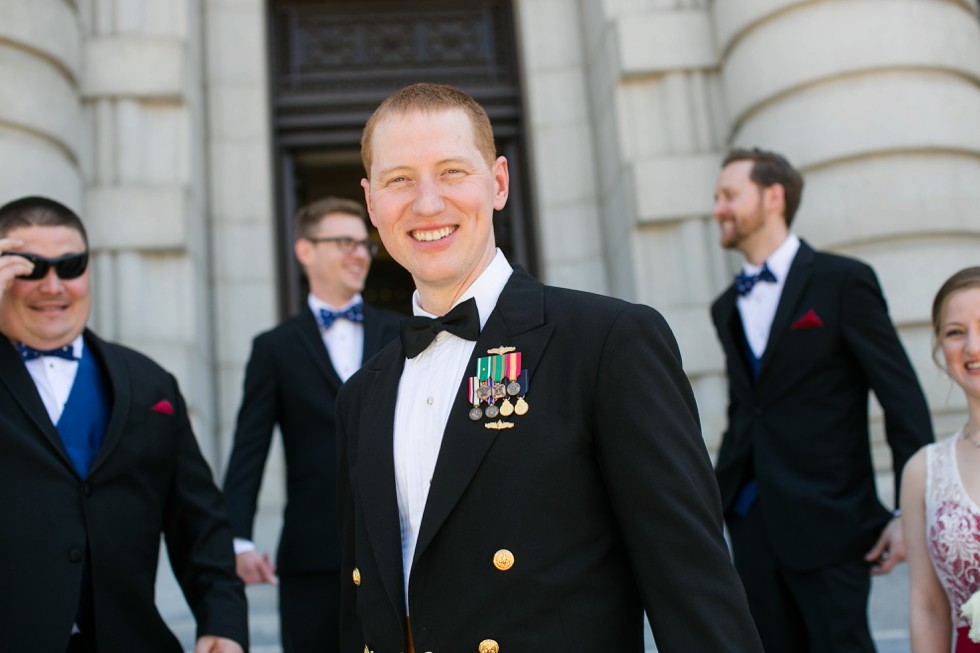 US Naval Academy Bancroft Hall wedding party photo