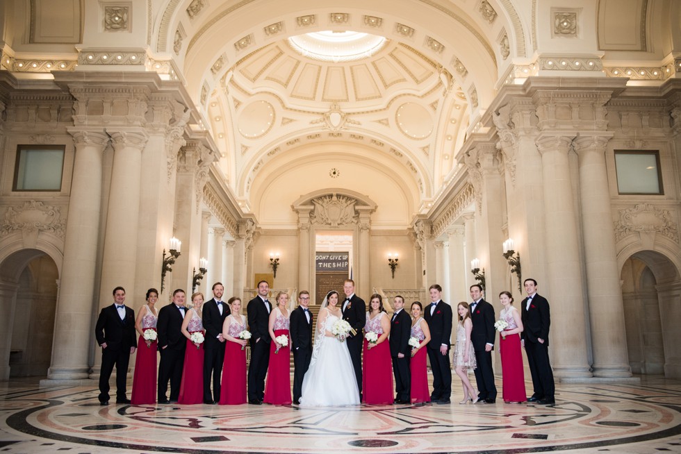 US Naval Academy Bancroft Hall wedding party photo