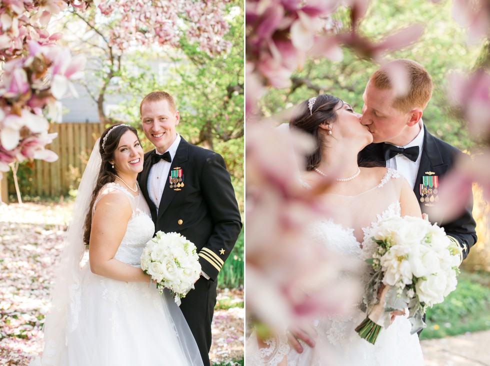 spring magnolia wedding photo