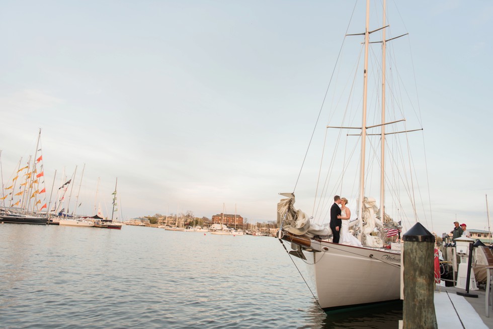 Annapolis waterfront hotel wedding on Woodwind Schooner