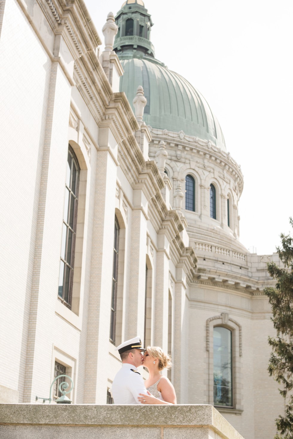 US Naval Academy Chapel Bride and Groom