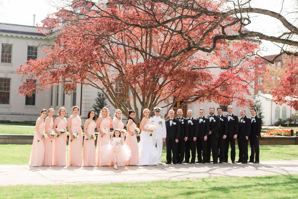 Blush wedding party USNA