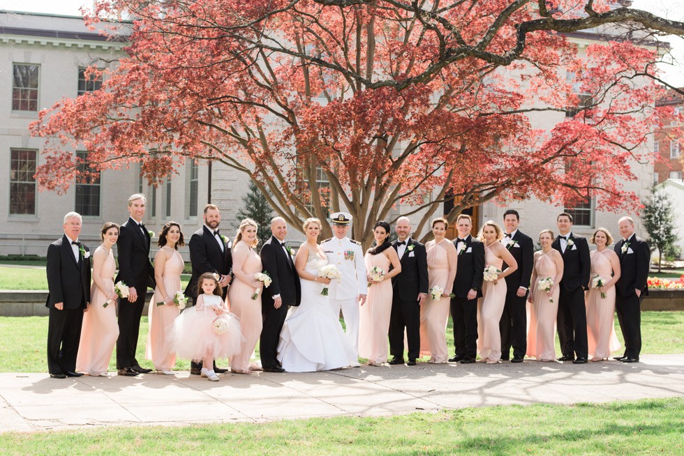 Blush wedding party US Naval Academy