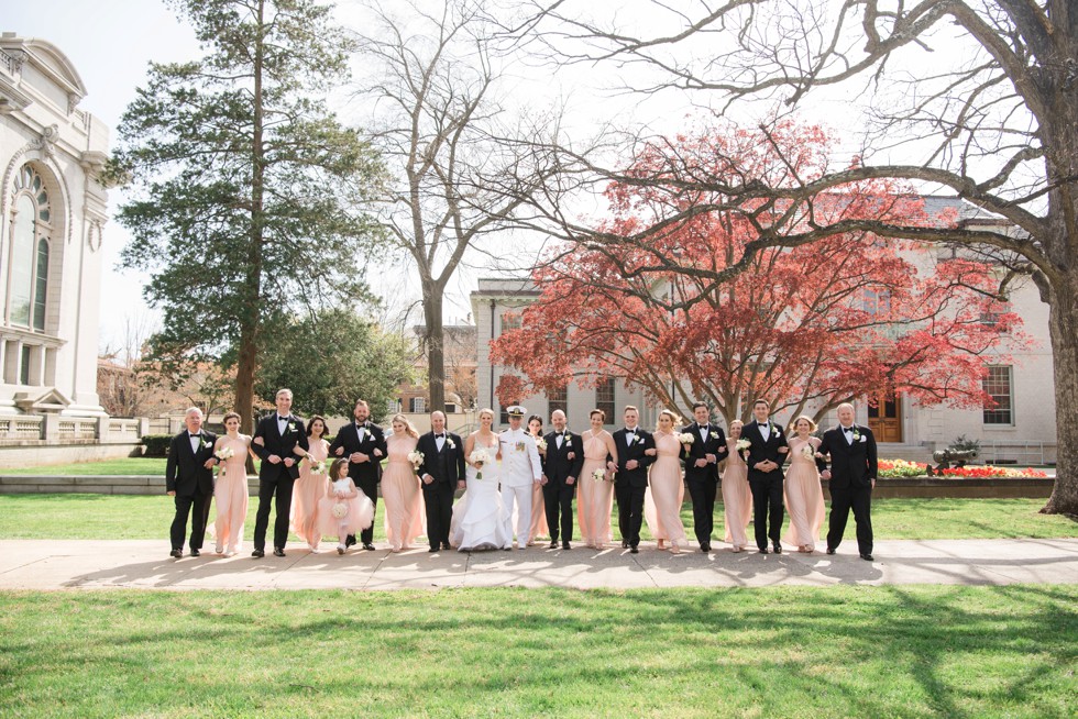 Blush wedding party US Naval Academy