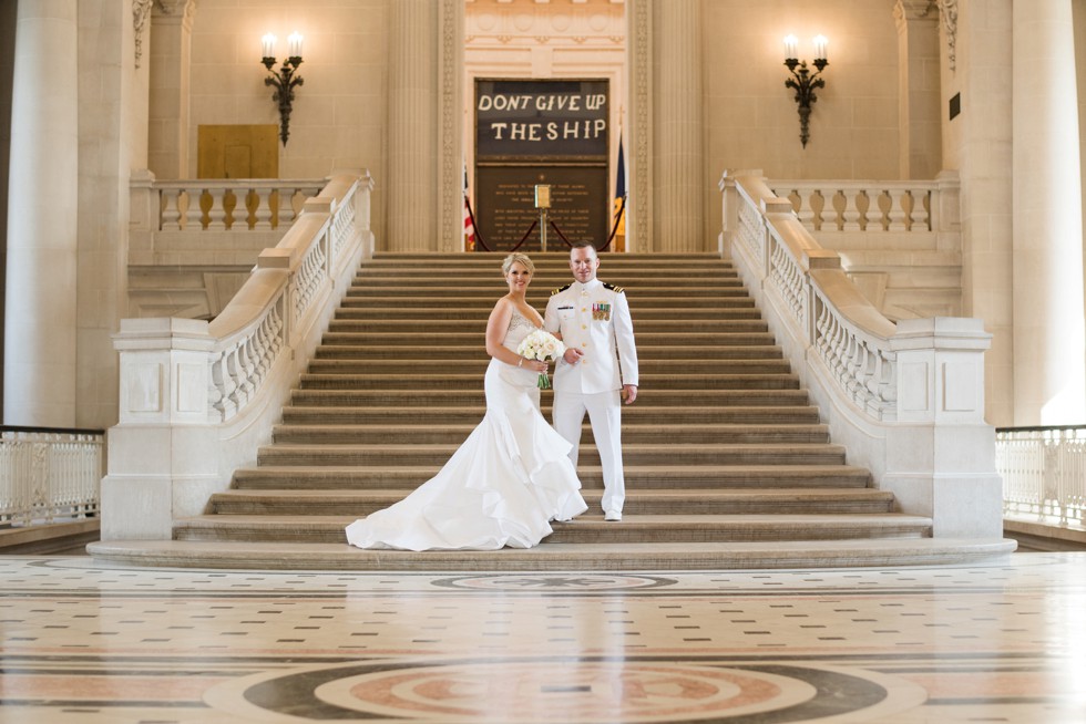 USNA Bancroft Hall romantic wedding photos