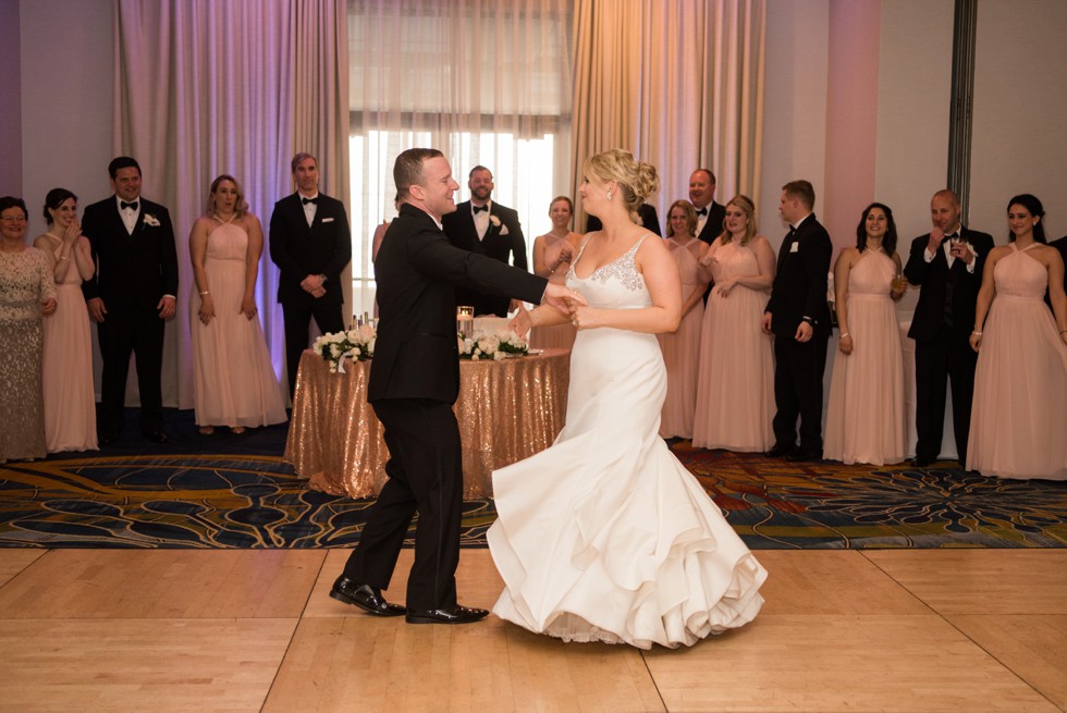 wedding first dance Annapolis Waterfront Hotel, Autograph Collection elegant ballroom