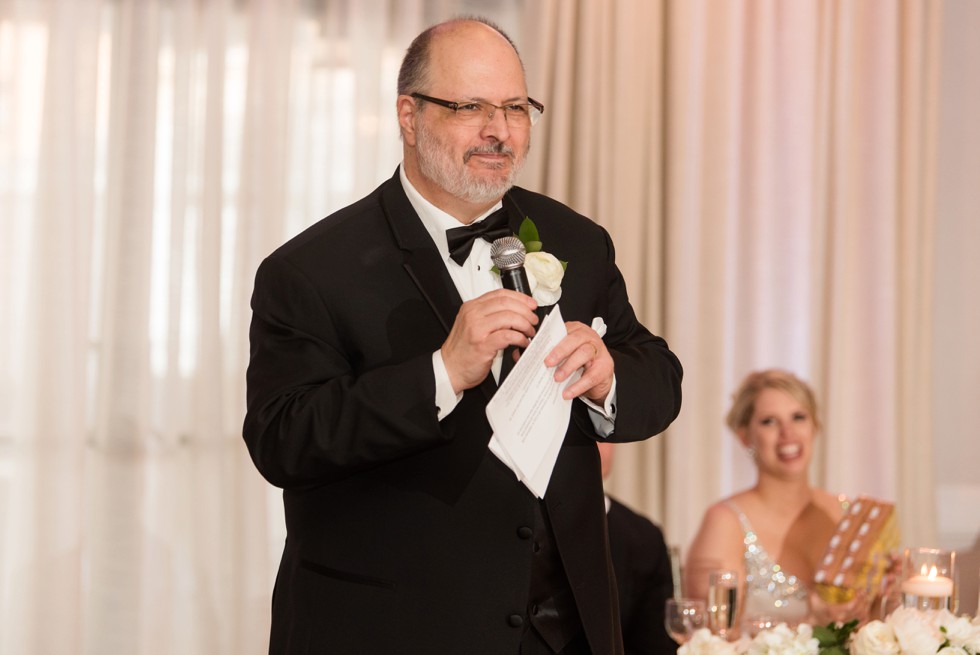 wedding toasts Annapolis Waterfront Hotel, Autograph Collection elegant ballroom