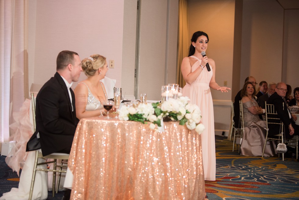 wedding toasts Annapolis Waterfront Hotel, Autograph Collection elegant ballroom