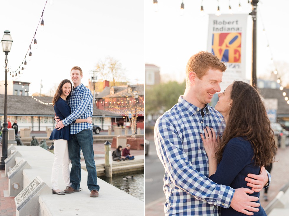 city dock annapolis engaged couple