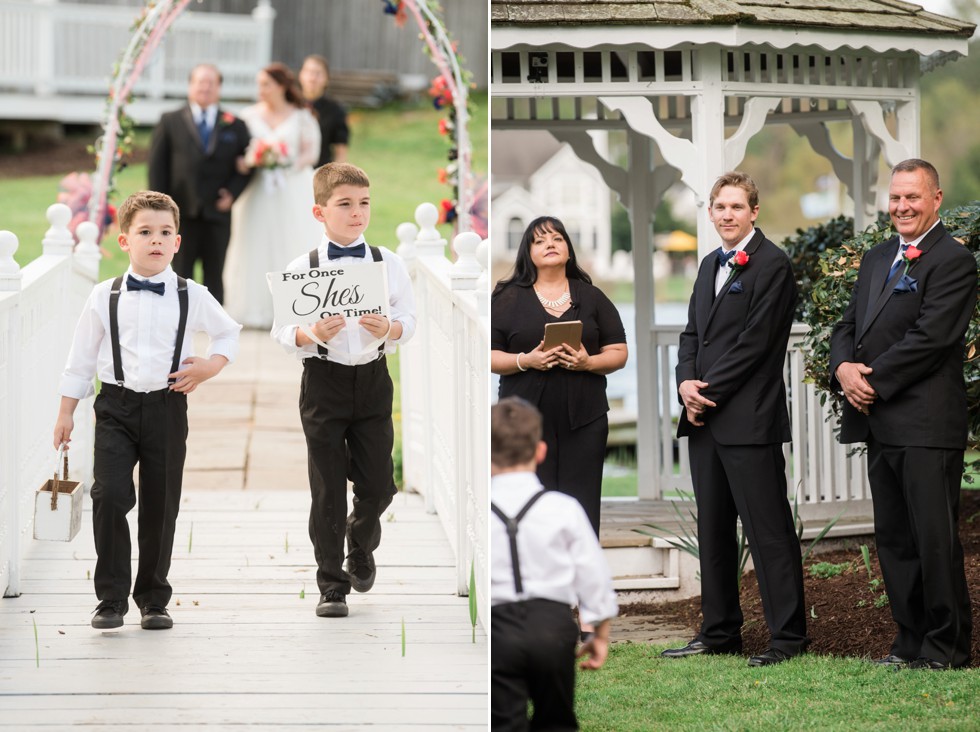 Outdoor spring wedding ceremony Kent Manor Inn