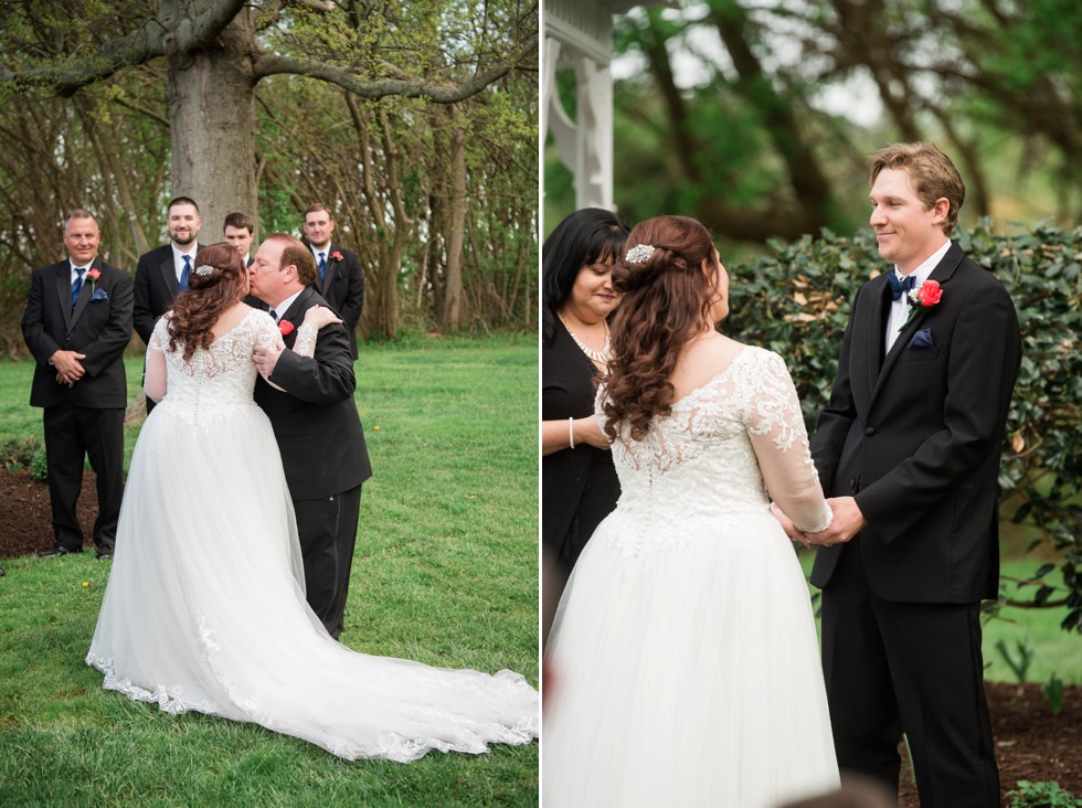 Outdoor spring wedding ceremony Kent Manor Inn