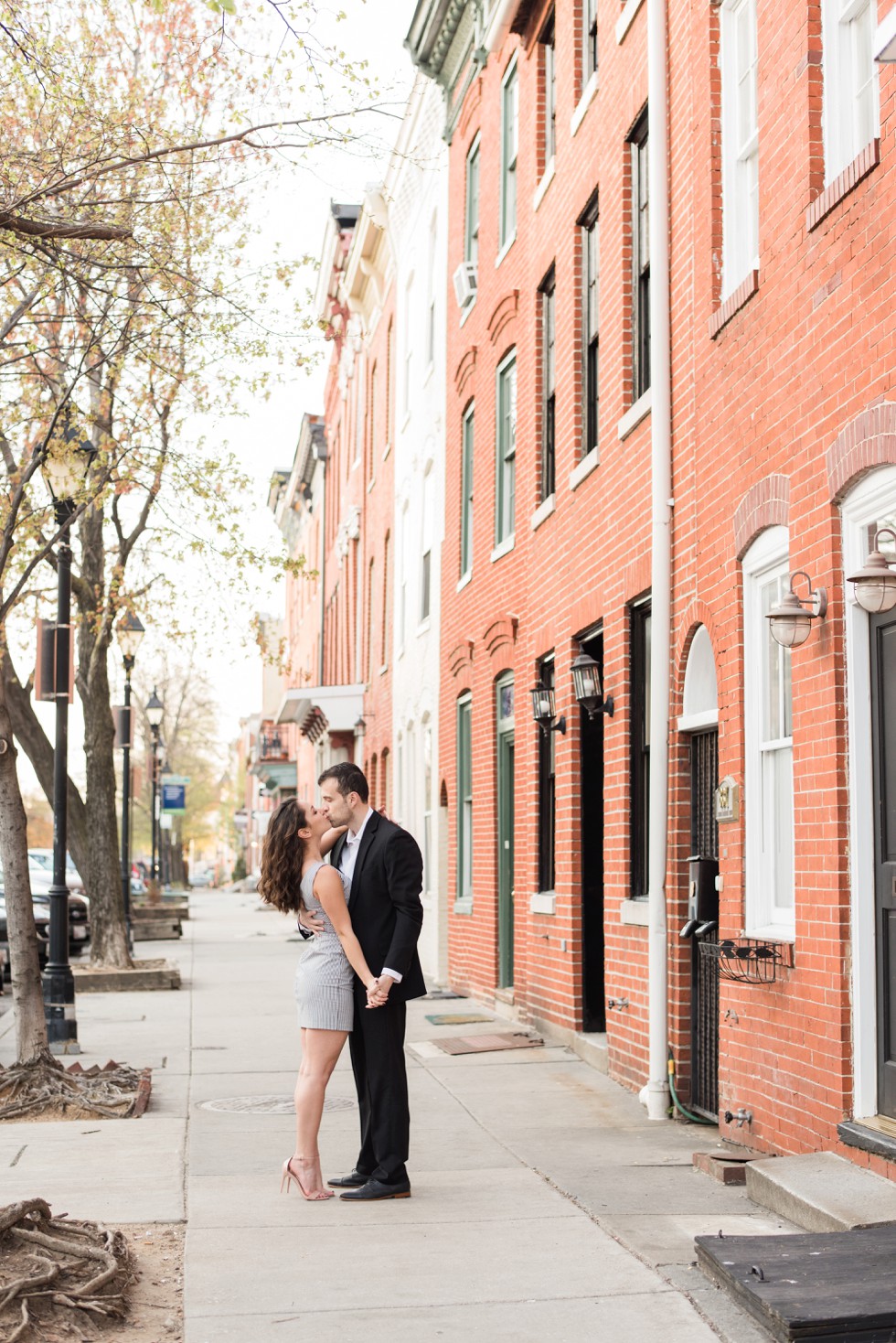 charming city street engagement photos