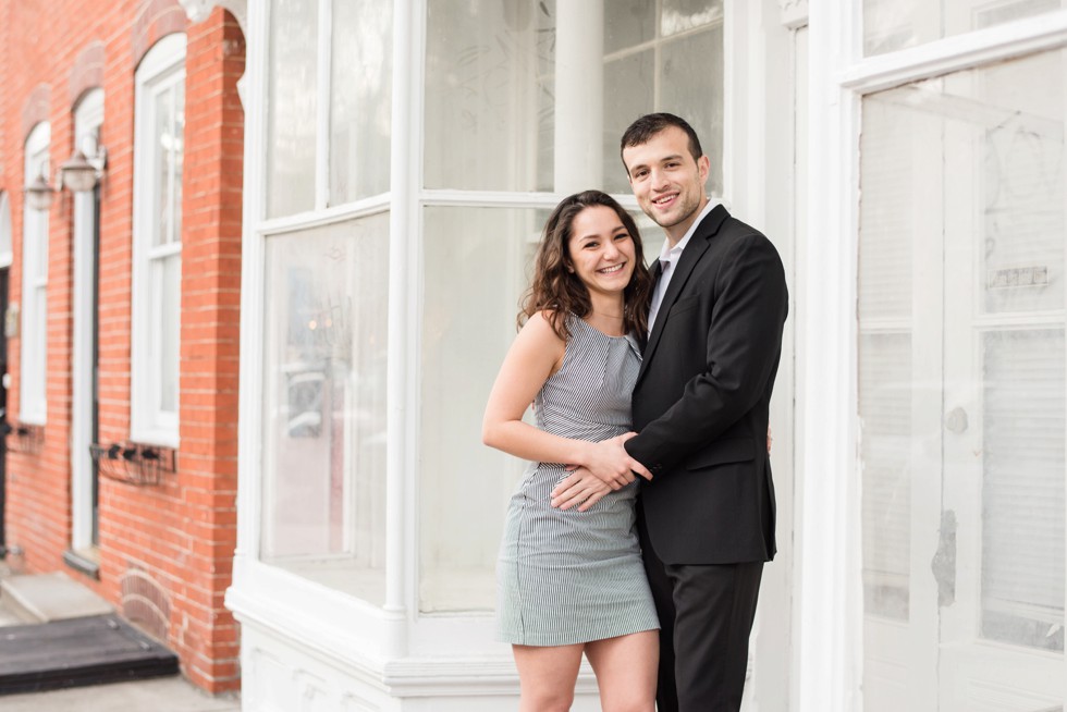 charming city street engagement photos