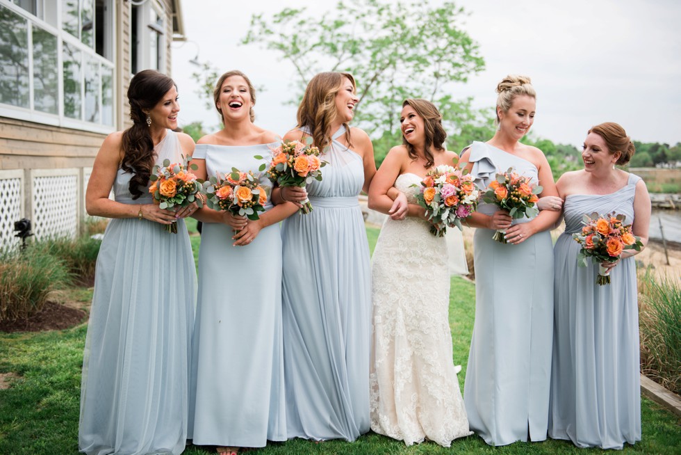 Chesapeake Bay Beach Club bridesmaids in blue