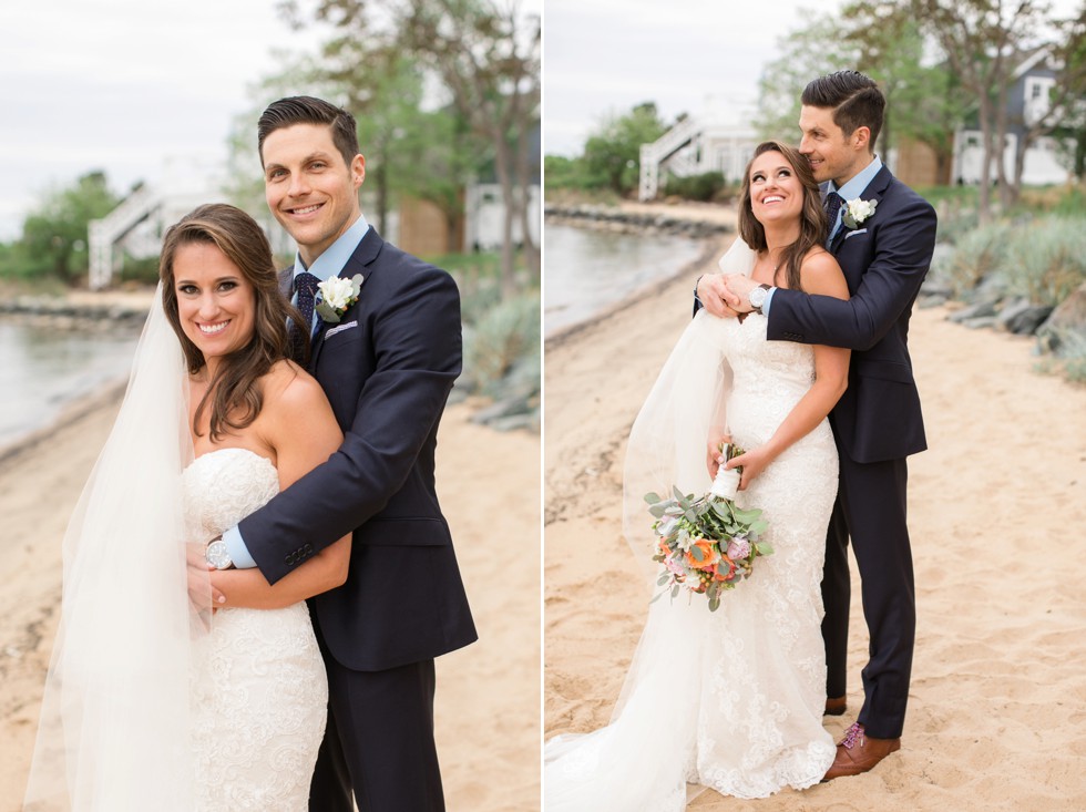 Beach wedding couple