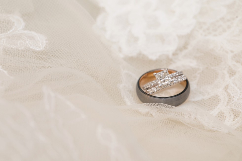 engagement ring on lace