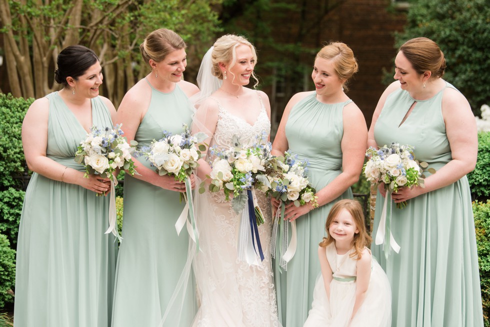 sage bridesmaid Dessy dress