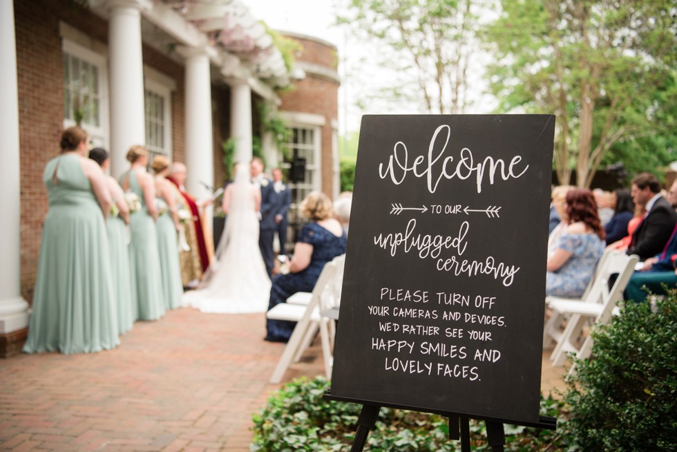 Unplugged ceremony calligraphy sign