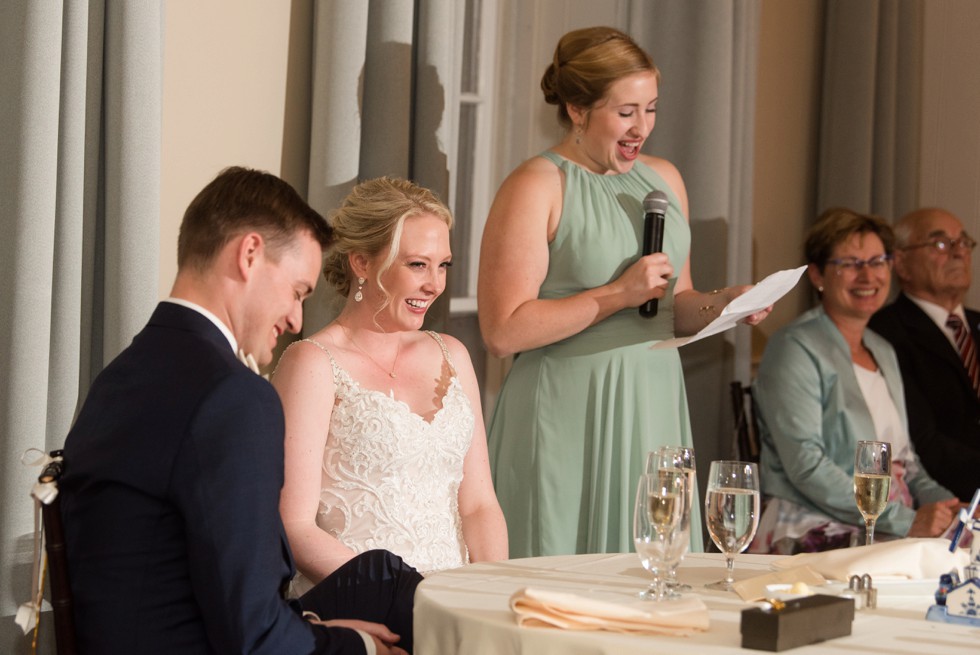 The Tidewater Inn Crystal Room wedding toast