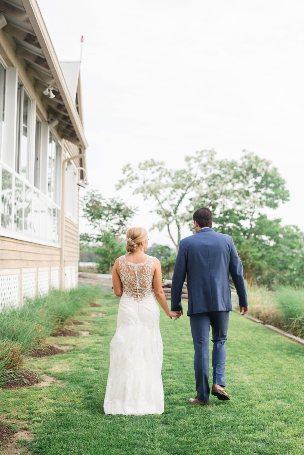 Chesapeake Bay beach bride and groom