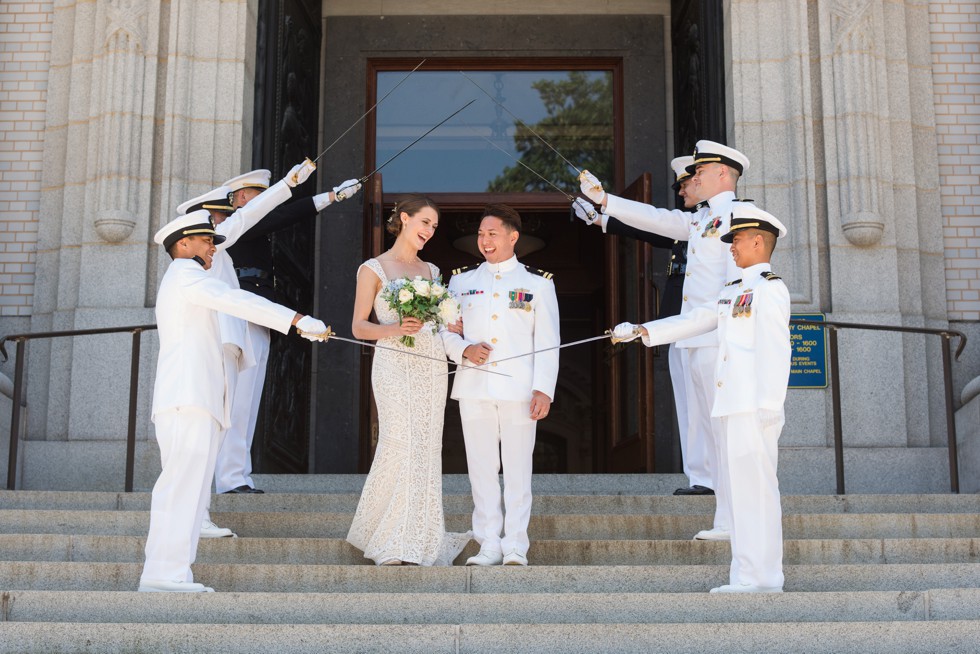 USNA Main Chapel Wedding Ceremony Sword arch