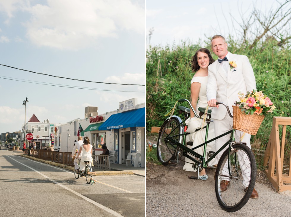 Bethany Beach bicycle built for two wedding