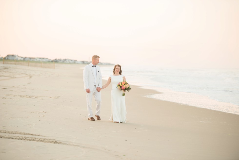 Addy Sea Delaware Beach sunset bride and groom