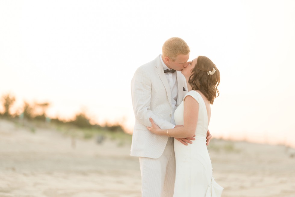 Addy Sea Delaware Beach sunset bride and groom