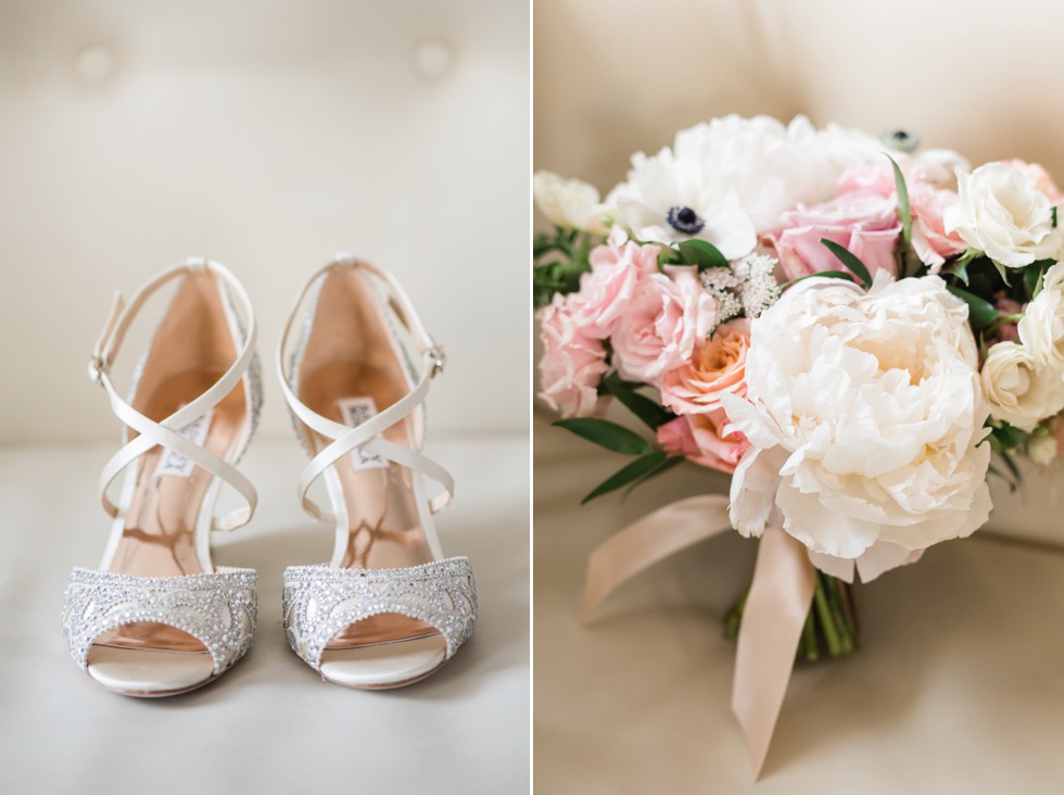 Hotel Monaco wedding brides Badgely Mischka shoes