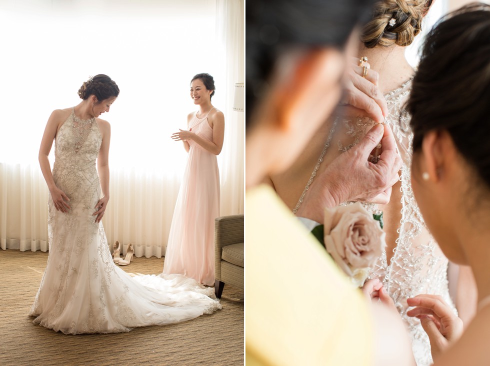 Hilton Baltimore getting ready wedding photos