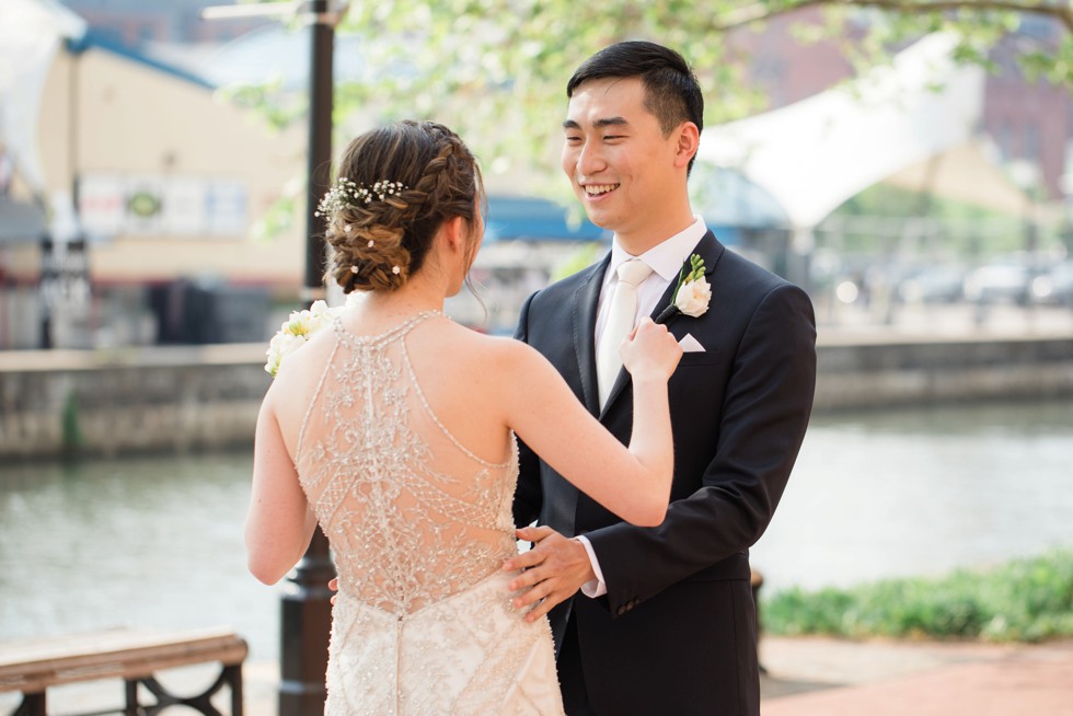 Four Seasons Baltimore first look wedding photos