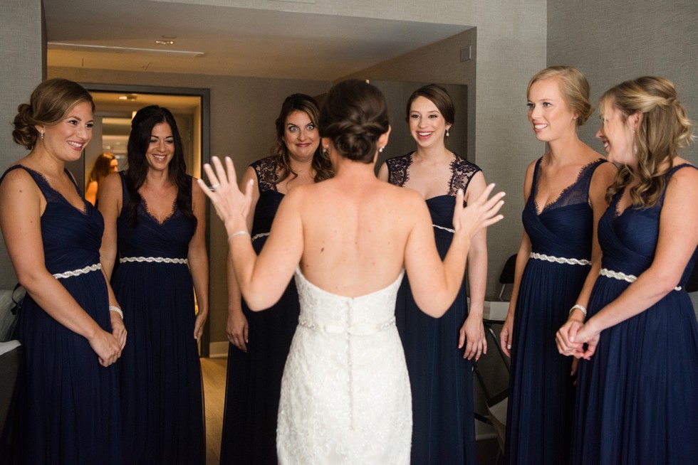 bridesmaids getting ready at Le Meridien