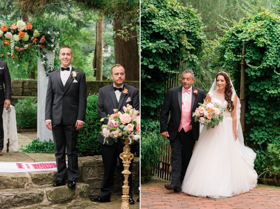 Holly Hedge estate wedding ceremony with rose petals