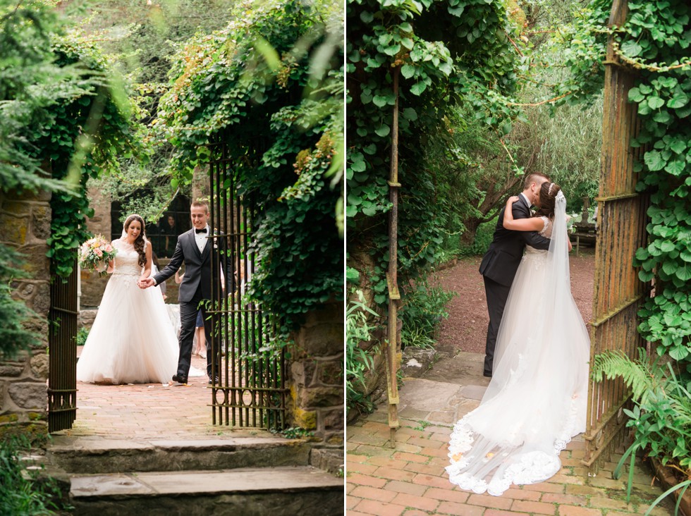 Holly Hedge estate wedding ceremony with rose petals