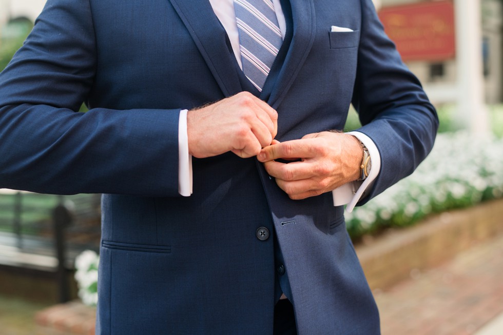 Groom getting ready at The Tidewater Inn