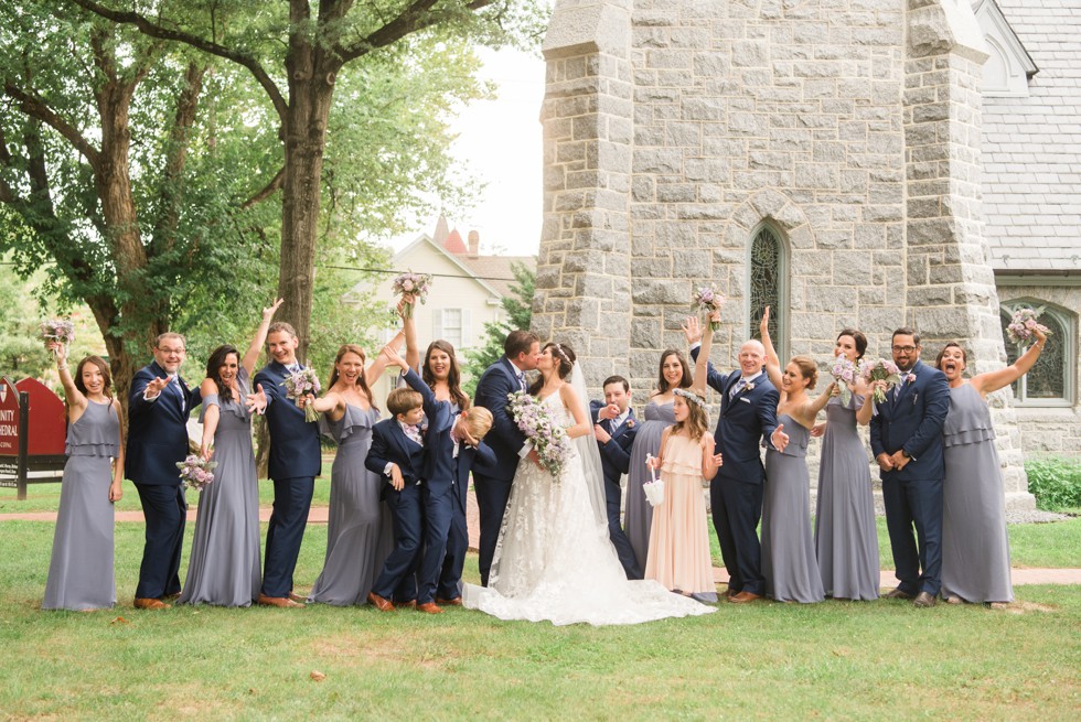 Eastern Shore Maryland wedding party photo dusty blue