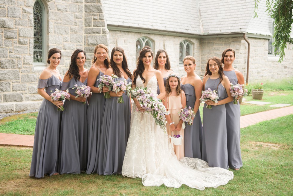 Eastern Shore Maryland wedding party photo dusty blue