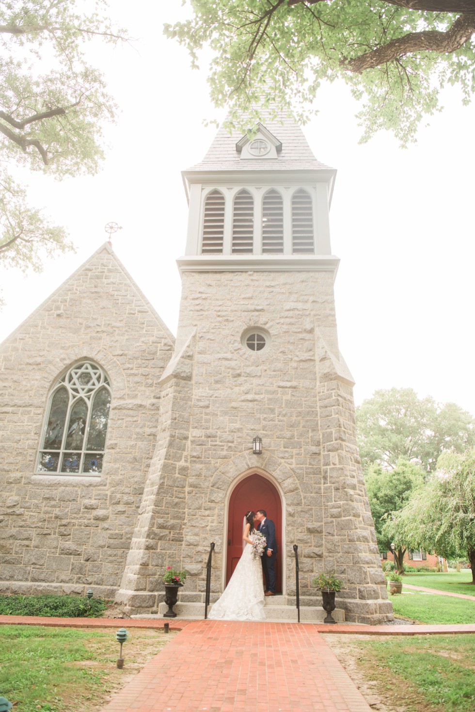 Trinity Cathedral bride and groom portrait