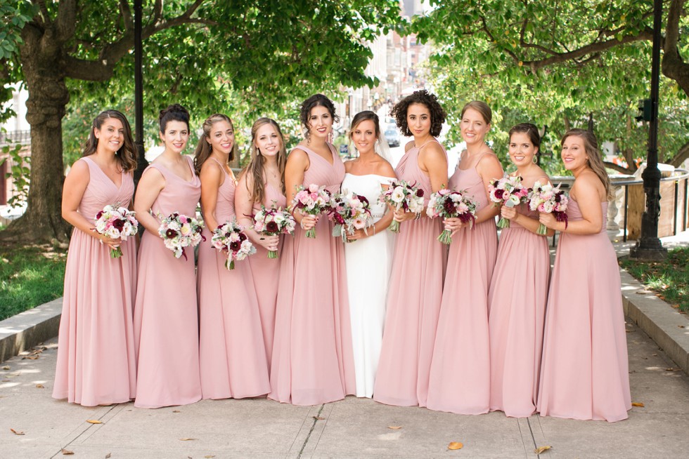 Wedding party Mount Vernon Peabody Library wedding