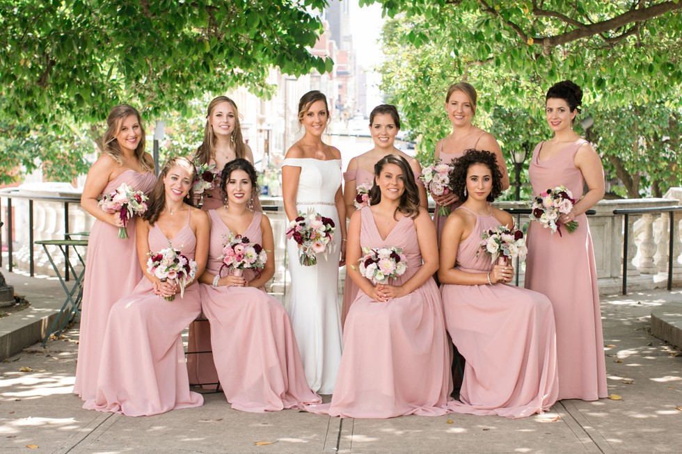 Bridesmaids Mount Vernon Peabody Library wedding