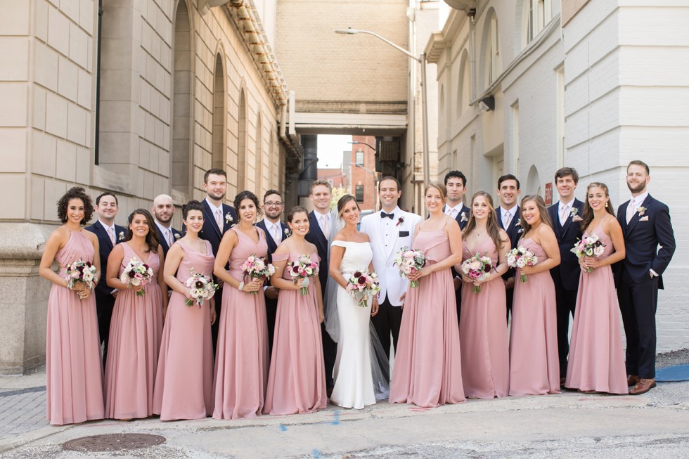 Wedding party Mount Vernon Peabody Library wedding