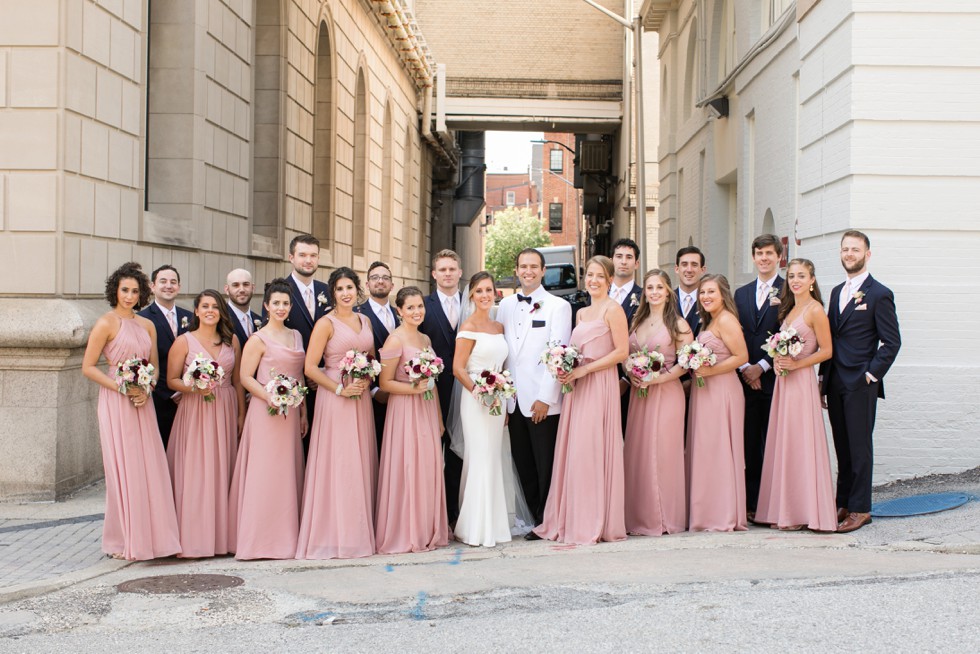 Wedding party Mount Vernon Peabody Library wedding