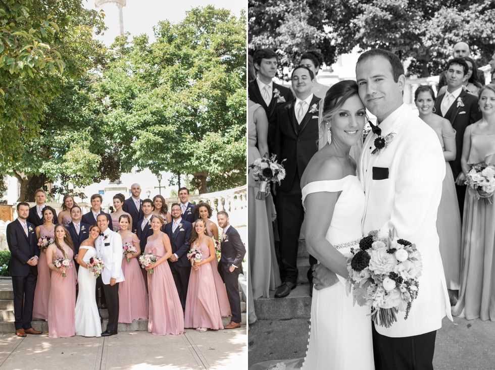 Wedding party Mount Vernon Peabody Library wedding