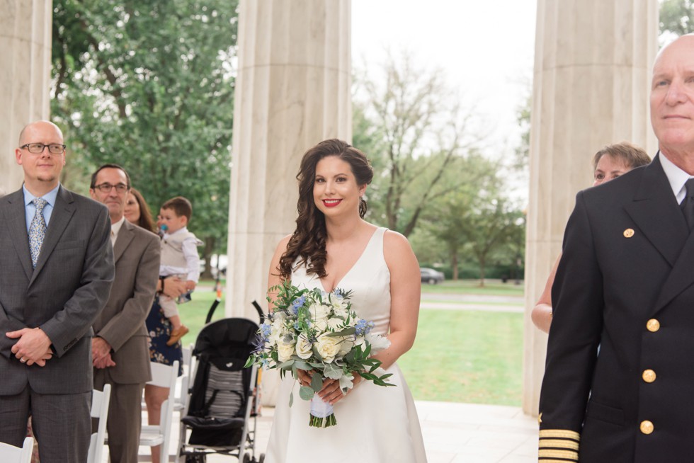 DC War Memorial wedding ceremony in the rain