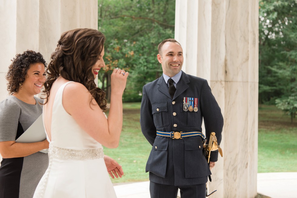 DC War Memorial wedding ceremony in the rain