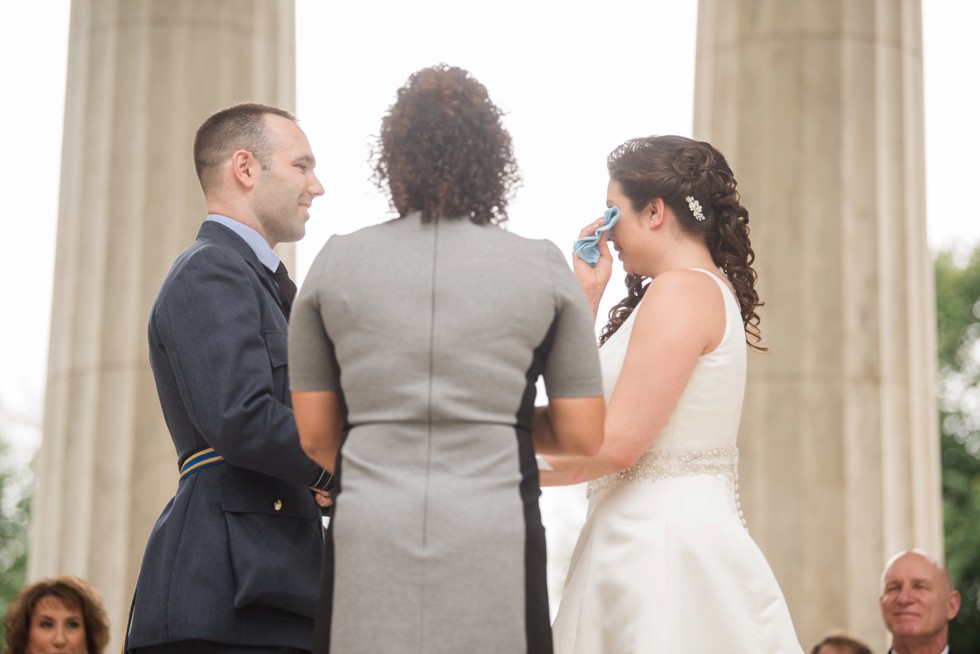 DC War Memorial wedding ceremony in the rain