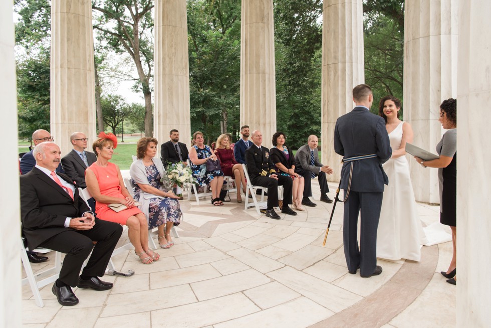 DC War Memorial wedding ceremony in the rain