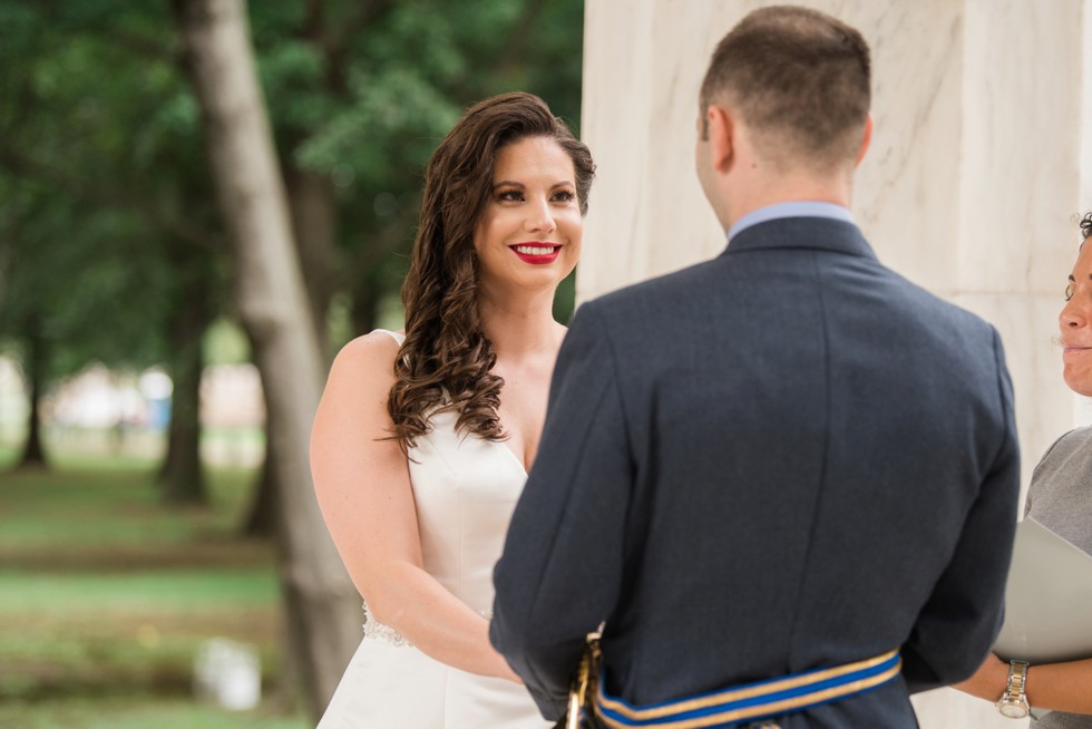 DC War Memorial wedding ceremony in the rain