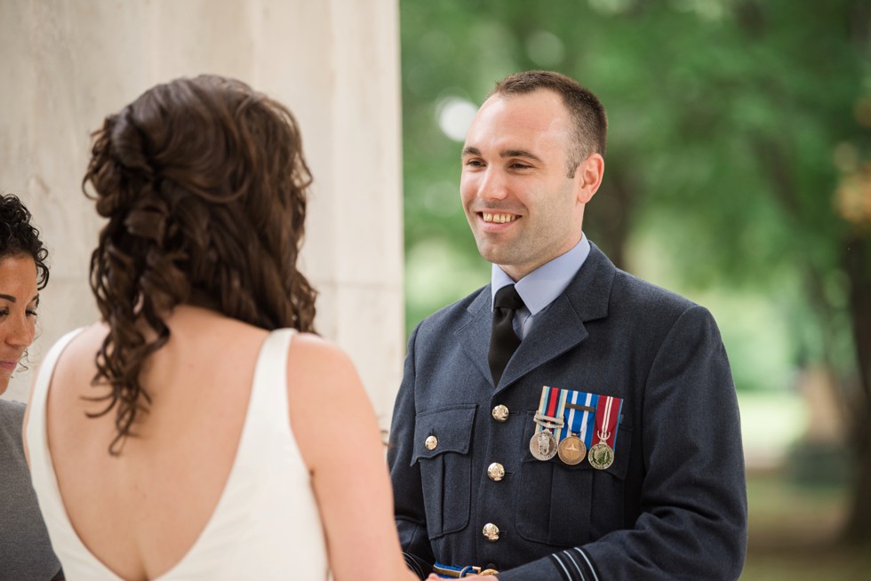 DC War Memorial wedding ceremony in the rain